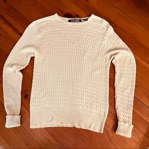 EVELYN & ARTHUR Long Sleeve Yellow Cable Knit Sweater Size Small Round Neck